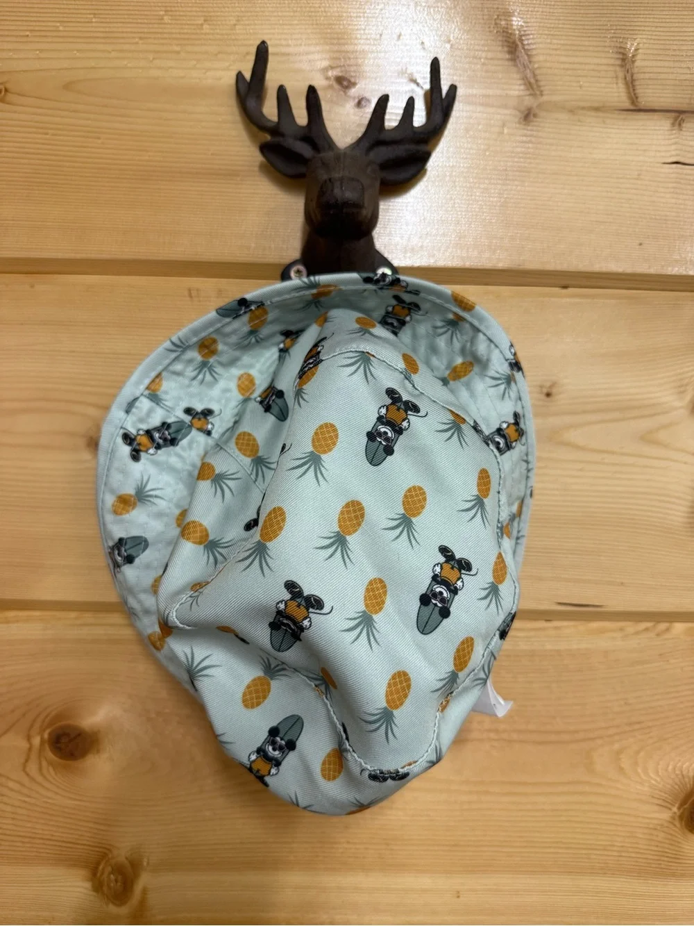 Kids Pineapple & Scooter Print Sun Hat - Light Mint